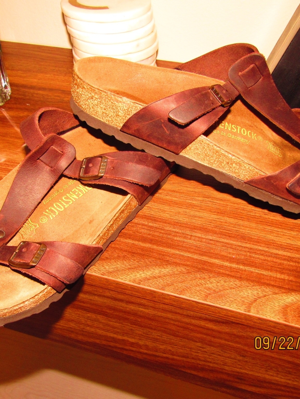 Birkenstock Brown Leather Adjustable Two-Buckle Sandals